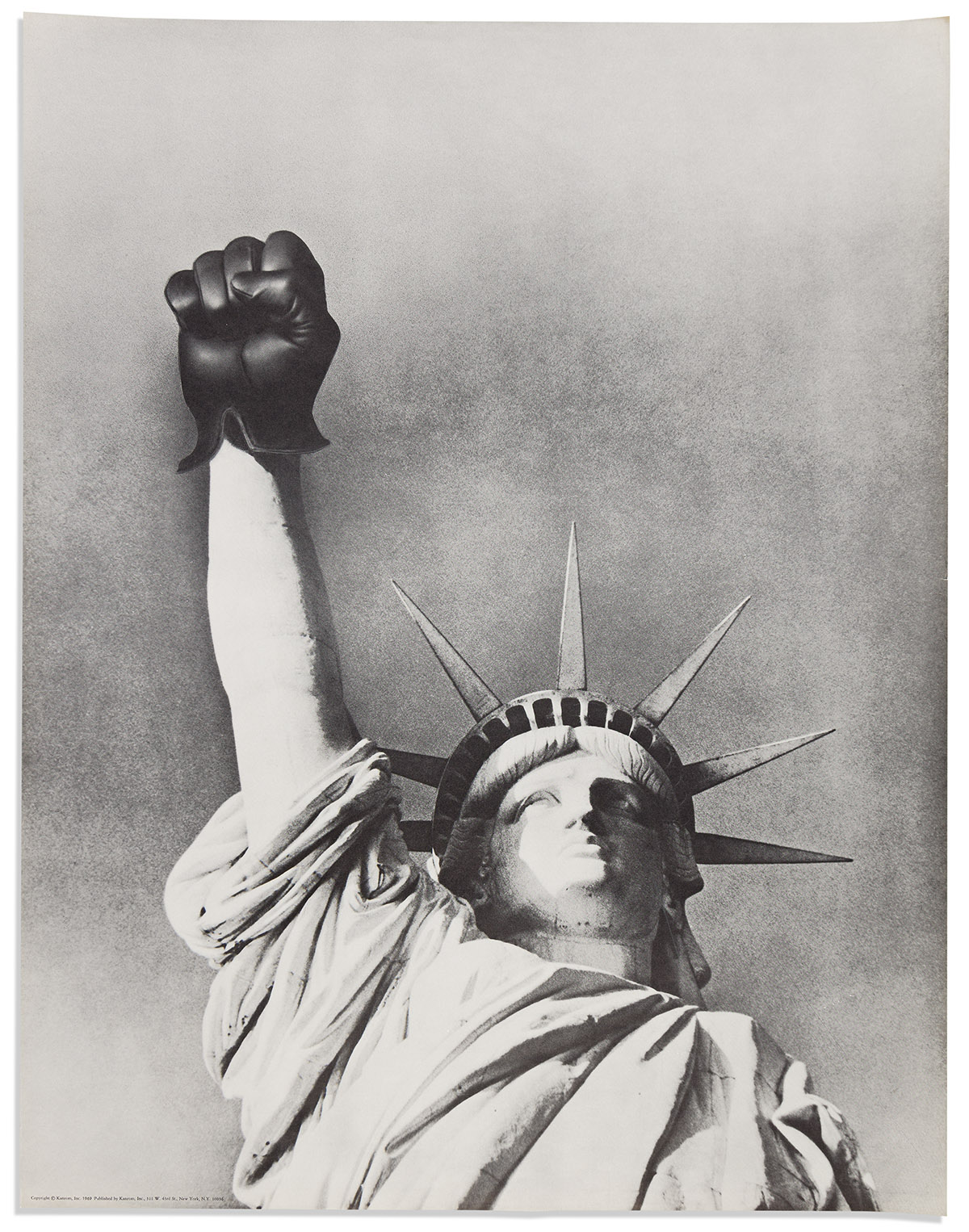 (BLACK POWER.) Poster of the Statue of Liberty giving the raised-fist Black Power salute.